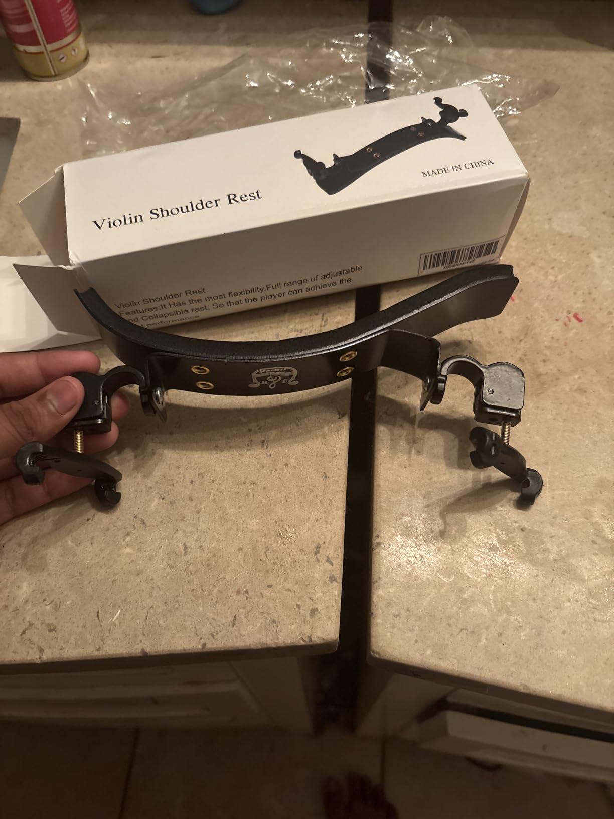 SUEWIO Violin Shoulder Rest for 4/4 and 3/4 Size, Imitation Wood Grain Violin Shoulder Rest with Comfortable Foam Pad & Height Adjustable Feet customer photo 1