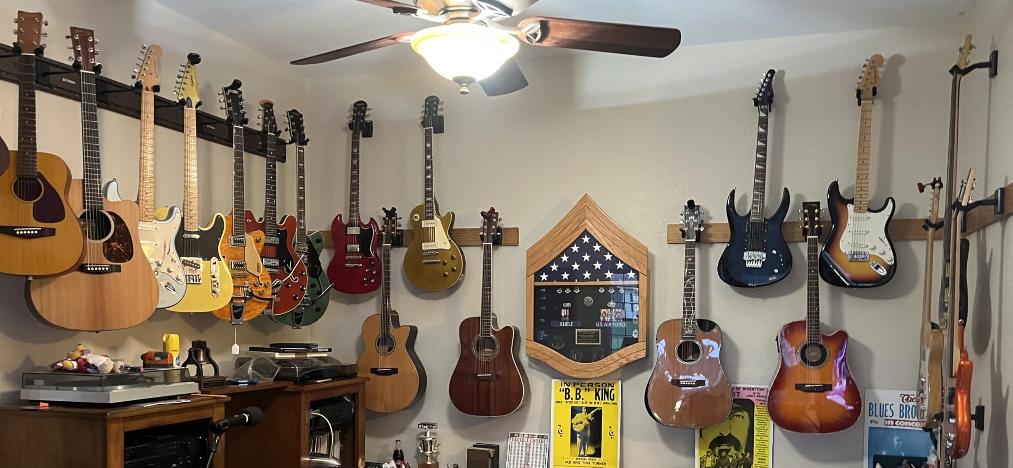 STRICH Guitar Wall Mount Hangers for Multiple Guitars, Holds 8 Guitars, Strong Aluminum Metal Guitar Stand Rack Bass Holder, Adjustable Instruments Display Set, SMH-08A customer photo 1