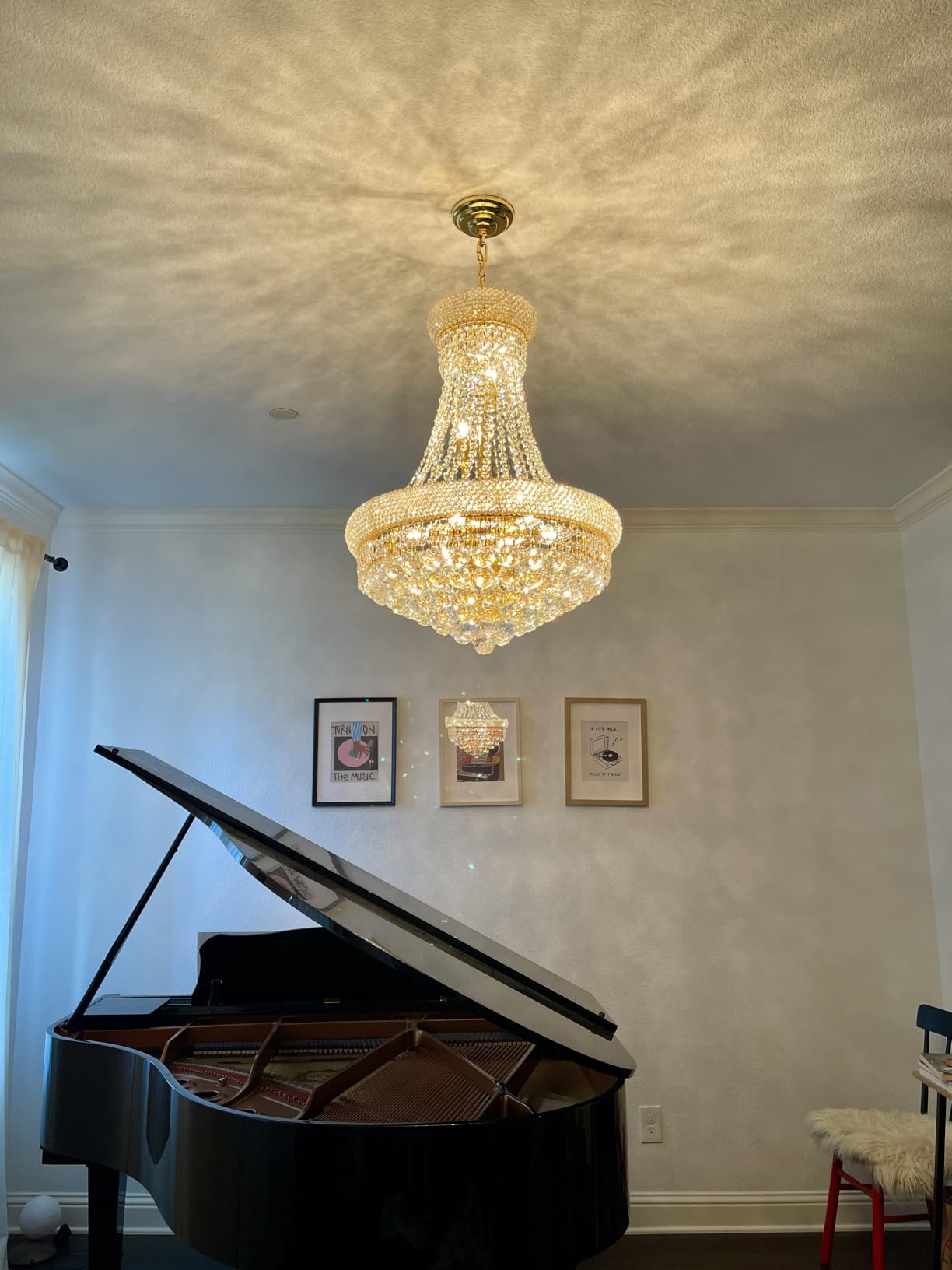 Crystal Chandeliers for Dining Room Light Fixture, Empire Style K9 Crystal Chandeliers for Entryway, 12 Lights Gold Luxury Lighting Fixtures for Living Room Stairway Bedroom Foyer D22 Inch customer photo 1