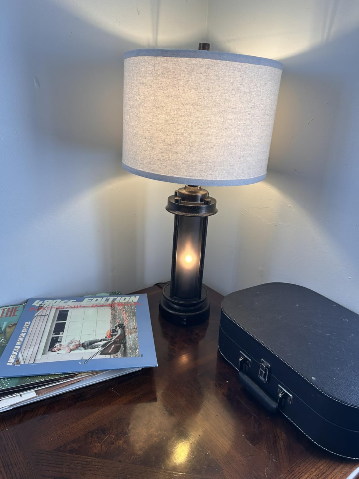 Set of 2 Farmhouse Lamps for Living Room, Rustic Vintage Bedroom Nightstand Table Lamp with 2 USB Charging Ports, Built-In Frosted Glass Night Light for End Table Entryway, 4 Bulbs Included (Bronze) customer photo 2