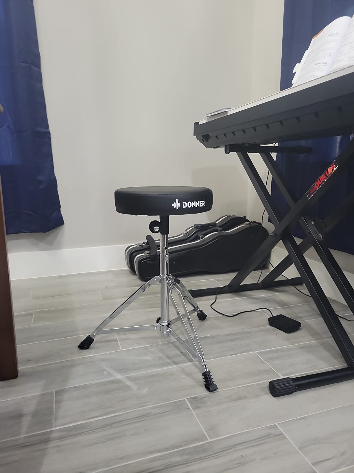 Donner Drum Throne with Backrest, Heavy Duty Hydraulic Drum Stool Height Adjustable, Motorcycle Style Drum Seat Saddle Drum Throne for Adults Drummers (Brown) customer photo 1