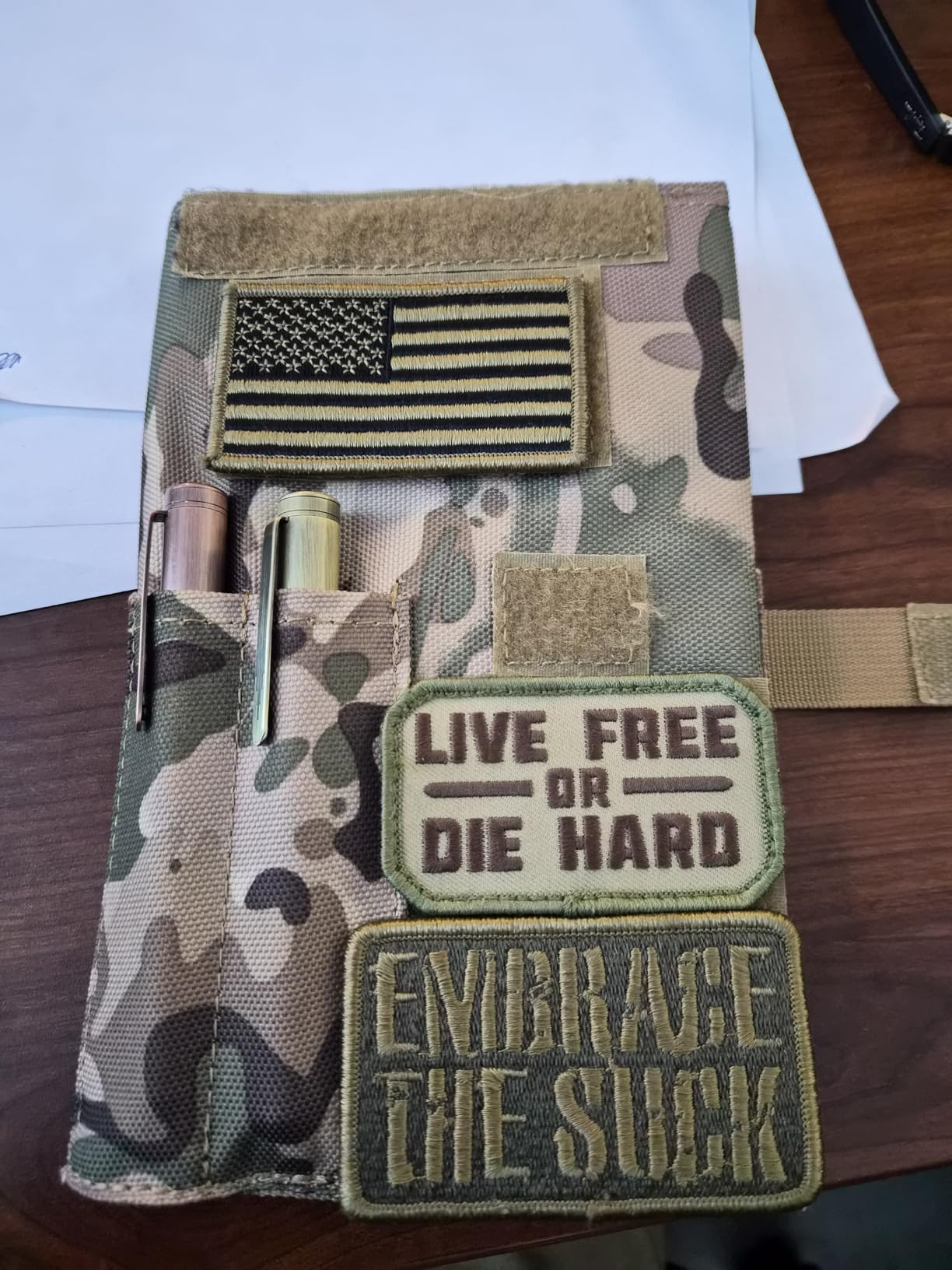 Kosibate Tactical Notebook Cover for 5.5 x 8 Military Log Book, Army Field Journal Cover Holder, OCP Pocket Notebook Holder, EDC Planner Organizer for Protecting Notes, Book(Tan) customer photo 1