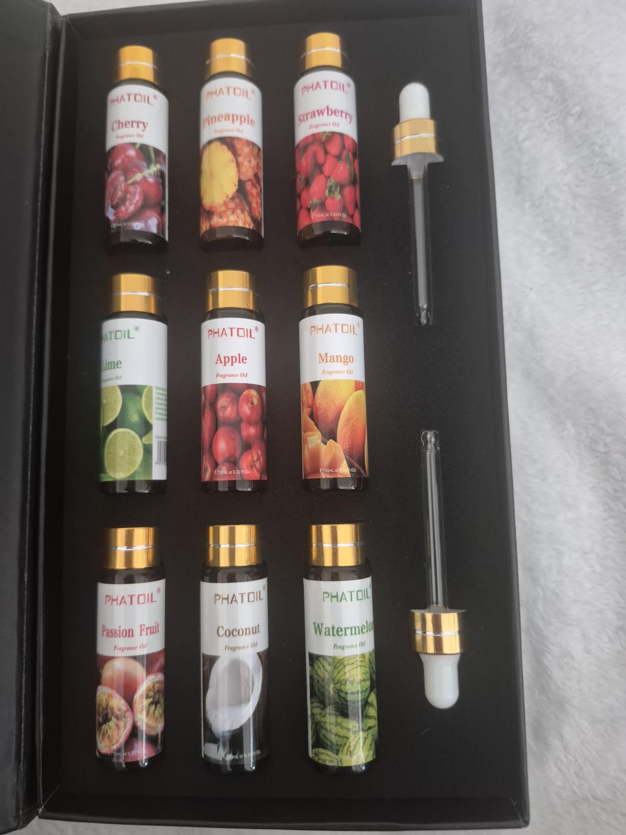 PHATOIL Fruit Fragrance Oil Set for Diffusers for Home, Soap Candle Making | Refresh Space, Aromatherapy, DIY Air Freshener, Long Lasting Fruity Scents, Gift Set for Friend and Family, 9 x 10ml customer photo 1
