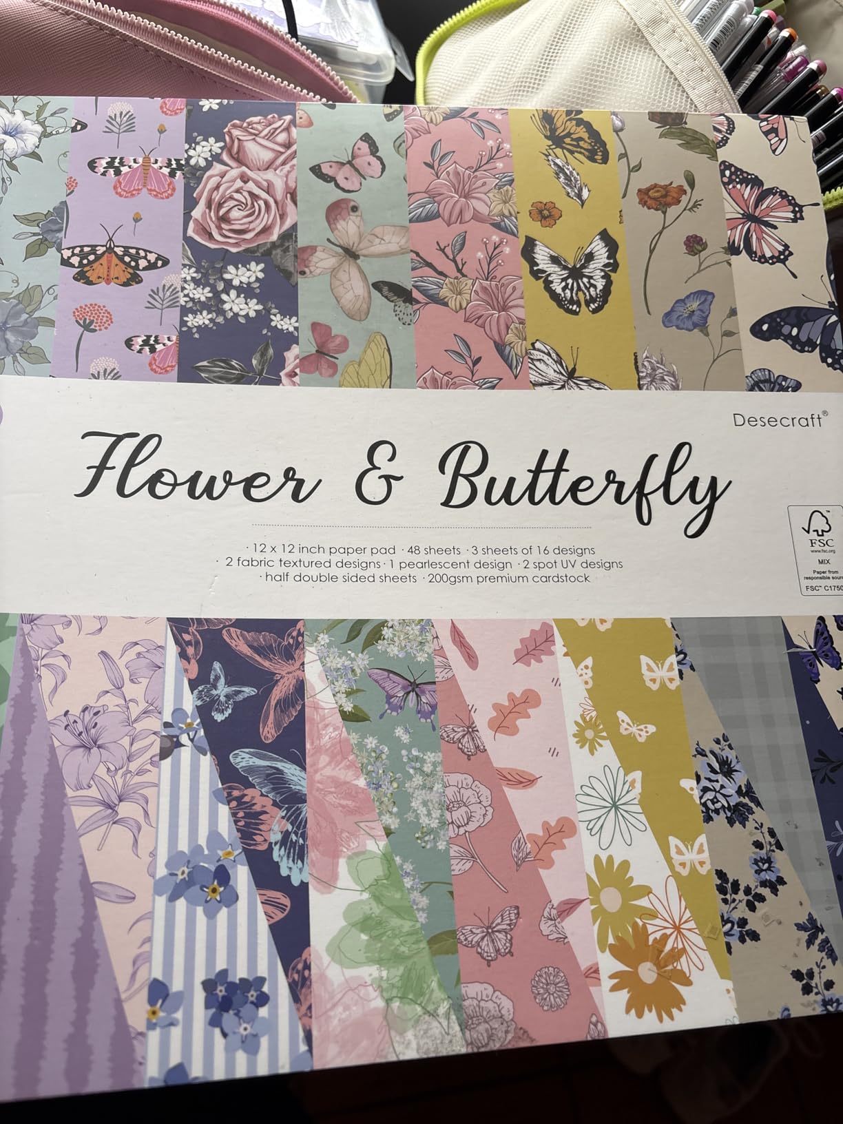 48 Sheets 12x12 Multicolored Cardstock Paper Pad - Flower & Butterfly Designs - Ideal for Scrapbooking, Card Making & More customer photo 1