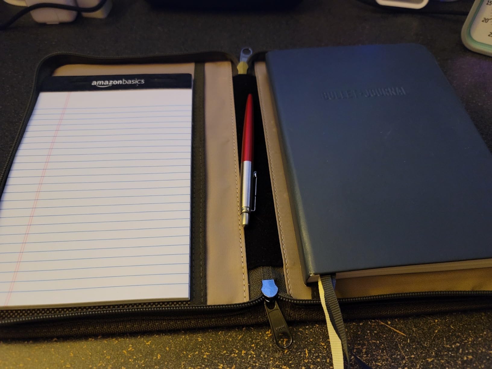 A5 YKK Zipper Notebook Journal Planner Sketchbook Cover for 5.5 x 8.25 Moleskine Cahier 5 x 8 legal note pads A5 LEUCHTTURM, Pen Loop, Water Resistant Cover, Classy Waxed Canvas, Olive customer photo 2