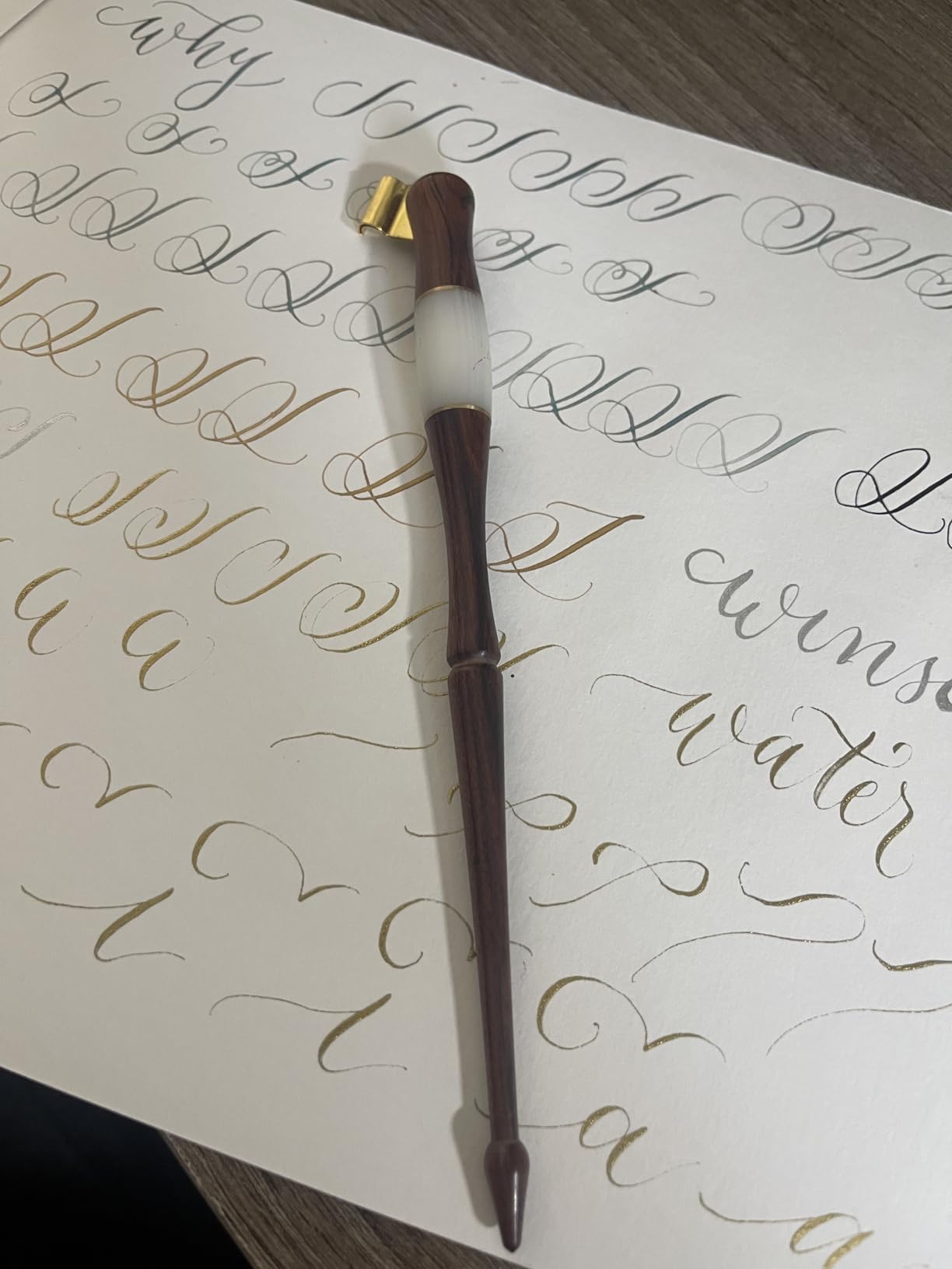 Dip Pen Wood Calligraphy Oblique Nib Pen Holder | Pen Holder with Removable Multi-fit Brass Flange for English Calligraphy, Drawing Comic, Brown customer photo 1