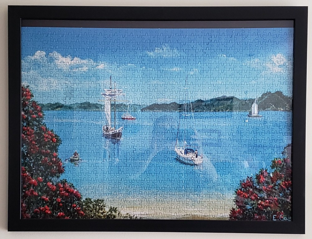 PFFO 19.25x26.625 Black Puzzle Frame for 1000 Piece Puzzles, Wall Decor | A lightweight, shatter resistant acrylic front, made in the USA for a gallery display customer photo 1