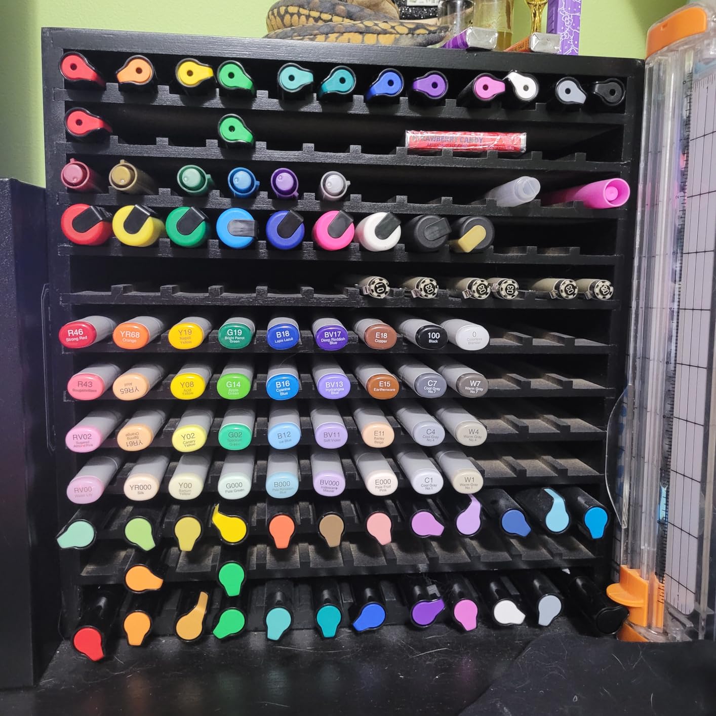 Marker Organizer for 144 Markers, Bamboo Art Supply Storage Organizer Rack, Art Markers Pens Colored Pencils Paint Brushes Stationary Organizer Holder for Home Classroom Office Desk Decor customer photo 2