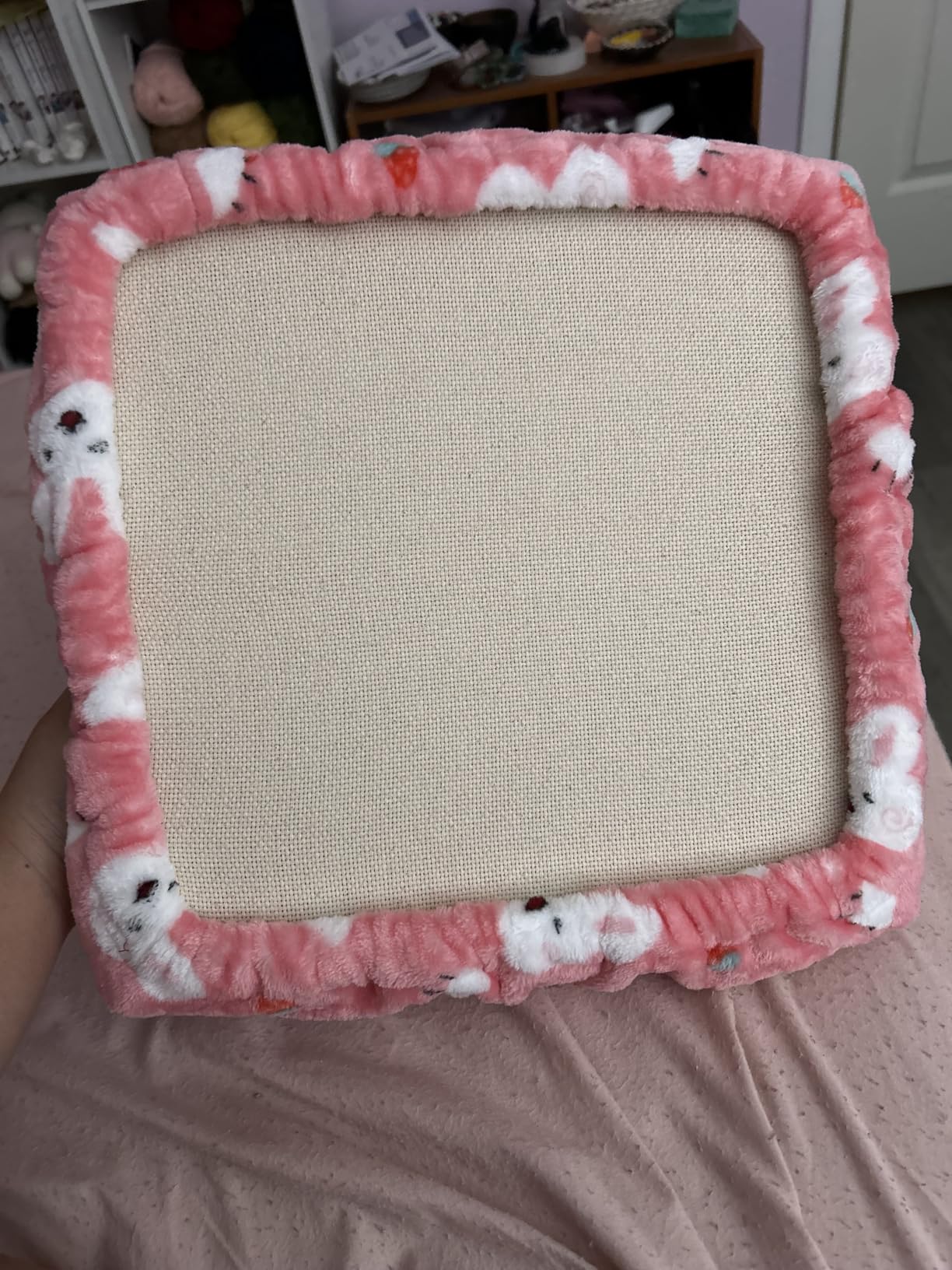 JQSH Gripper Strip Frame, Rug Hooking Frame, Punch Needle Frame, Cross Stitch Hoop, with Frame Flannel Cover (11.8*11.8 inch) customer photo 1