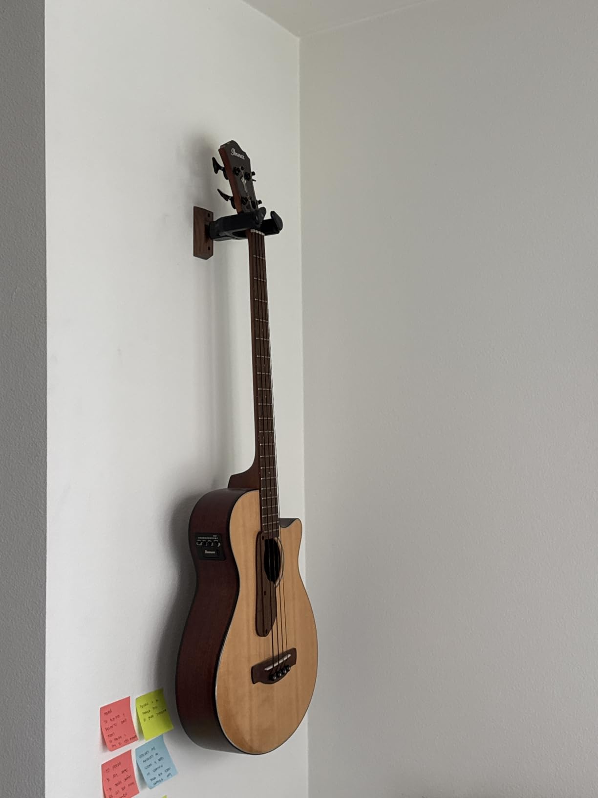 Onmiwod Guitar Wall Mount, Auto Lock Black Walnut Wood Guitar Hanger, Guitar Wall Hangers, Guitar Holder Hook Wall Stand for Classical, Acoustic, Electric Guitar, Bass, Gift for Guitar Player customer photo 2