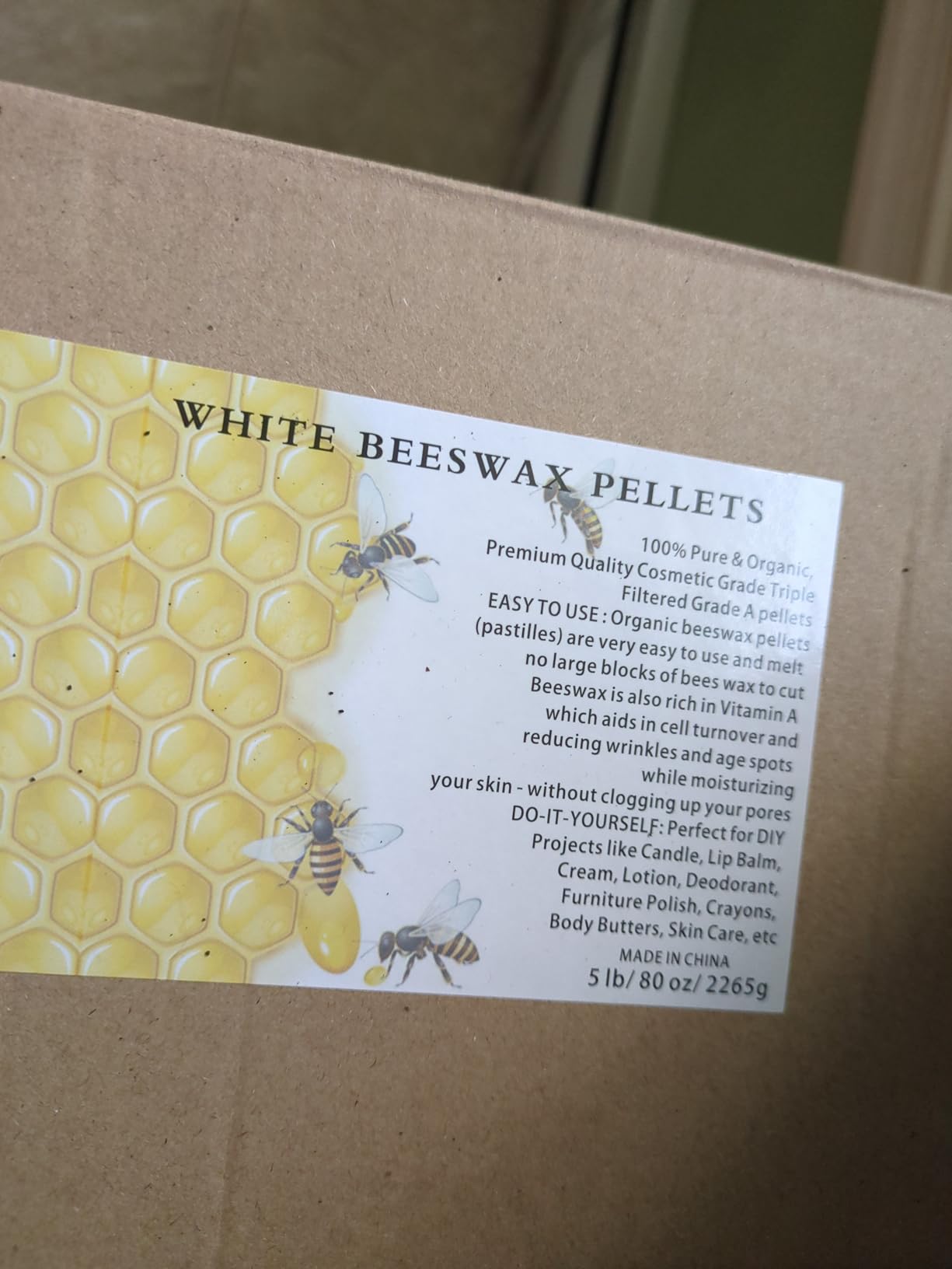 10 LB White Beeswax Pellets for Candle Making, Bees Wax Pastilles for Hair Care, Lip Balm, Soap Making Supplies, DIY & Craft Projects (160 OZ) customer photo 2