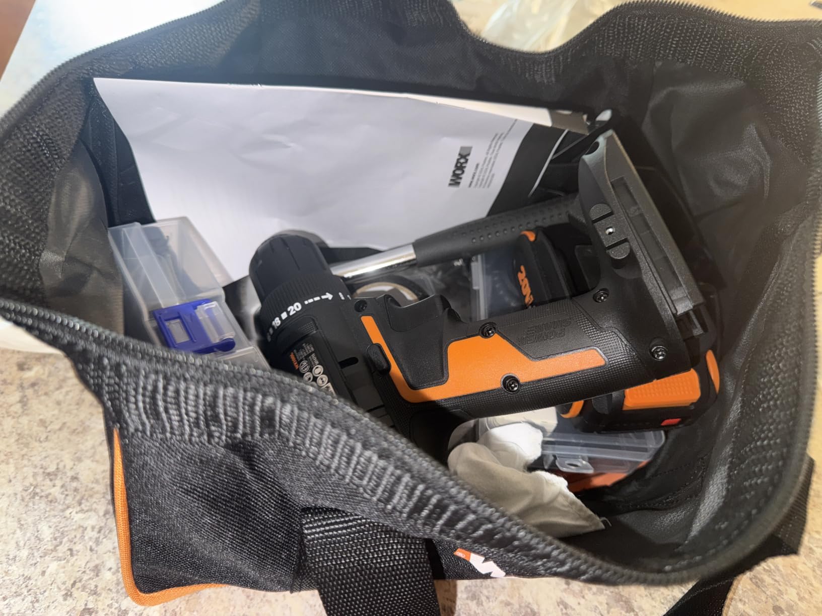 WORX Cordless Drill Driver, 20V 3/8-Inch 84-Piece Kit, WX100L.2 | Variable 2-Speed, 265 in-lb Torque, 20+1 Clutch, Lightweight and Compact, Battery & Charger Included customer photo 2