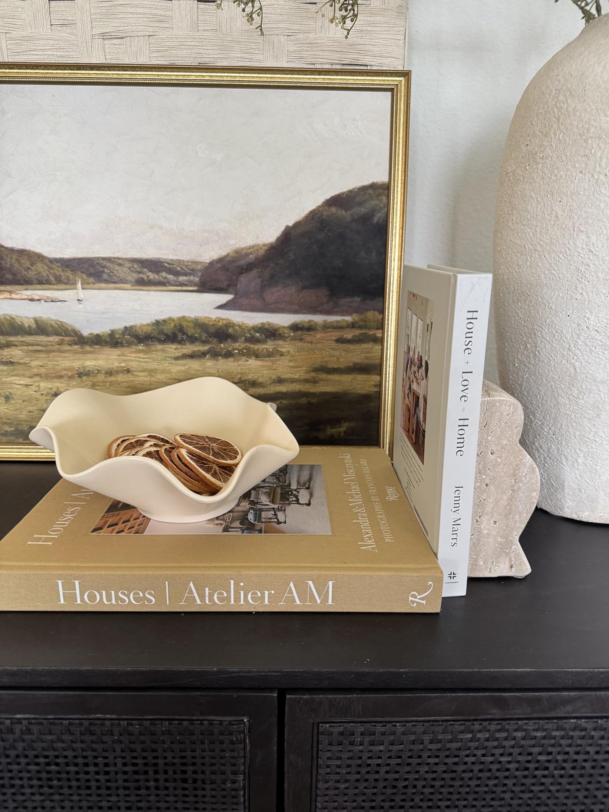 Creative Co-Op Decorative Travertine Wave Bookends, Natural customer photo 1