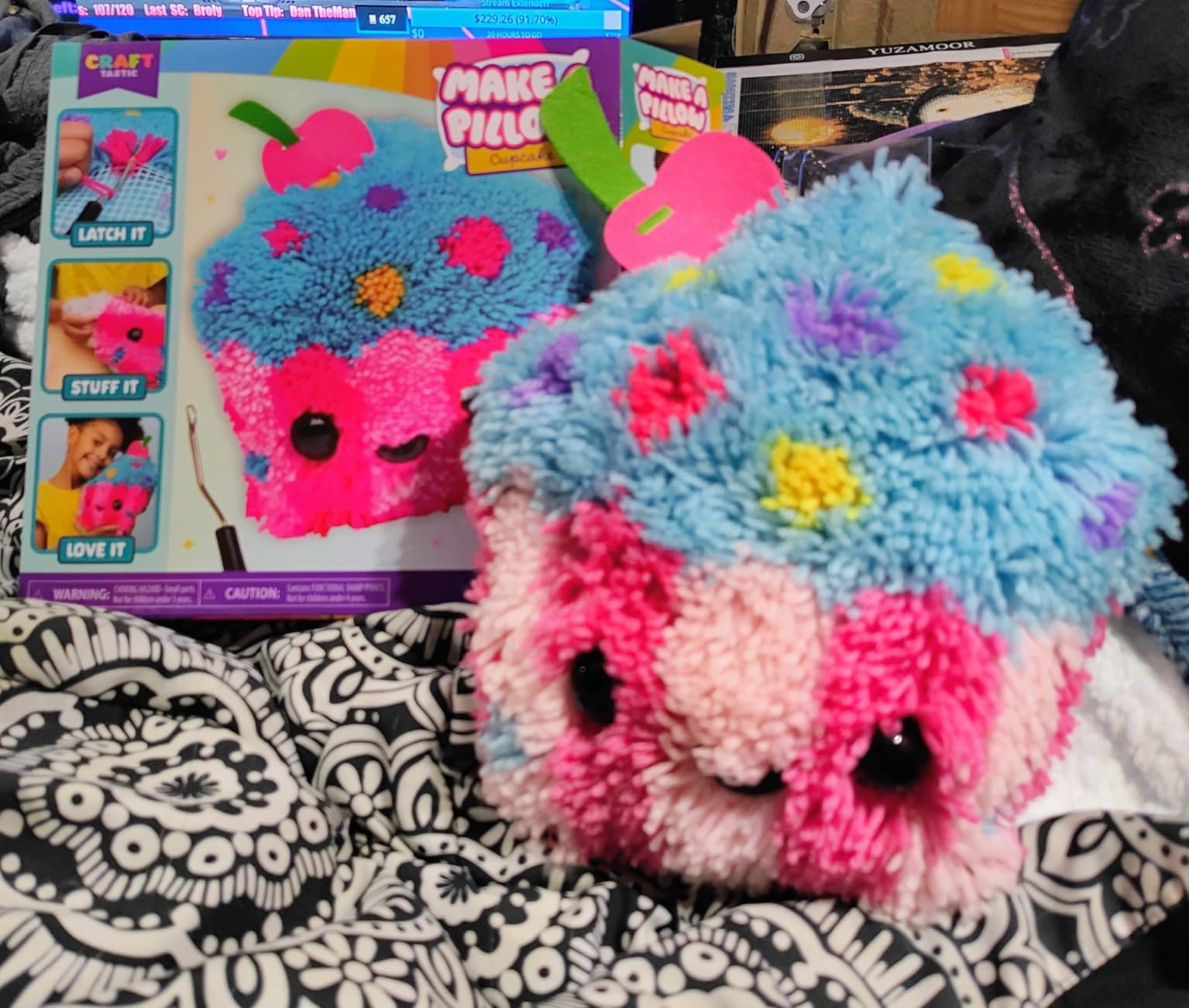 LatchKits Strawberry Pillow - Latch Hook Kits for Kids, Arts and Crafts, Yarn Art, Kids Crafts, Toys for Girls, Birthday Gift for Girls, Easy to Follow Pattern, Hook Included, Craft Kits, Ages 6+ customer photo 2