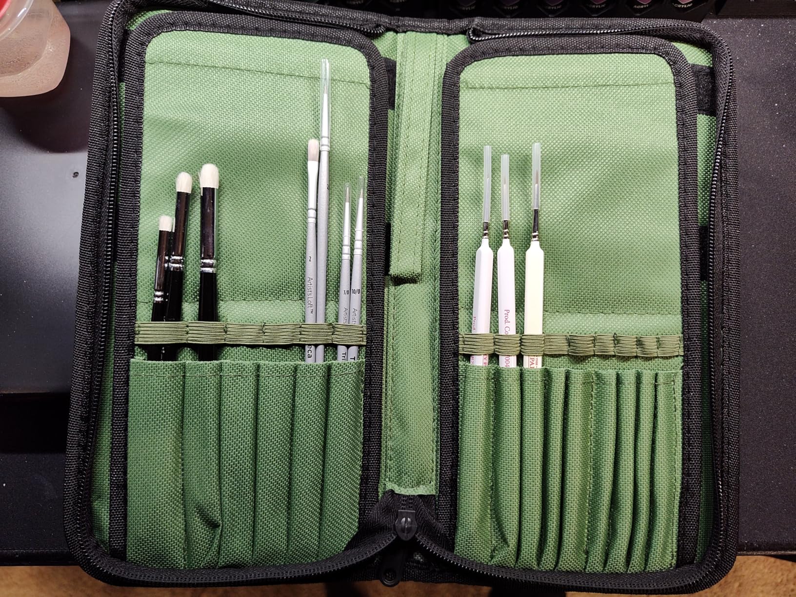 Long Brush Holder & Organizer, Canvas Case 5.7 x 14.8 in, Blue | 15 Slots Zipper Paint Brush Case for Brushes up to 13 in Length, Artist Long Handle Brush Art Case (Brush Not Included) customer photo 2