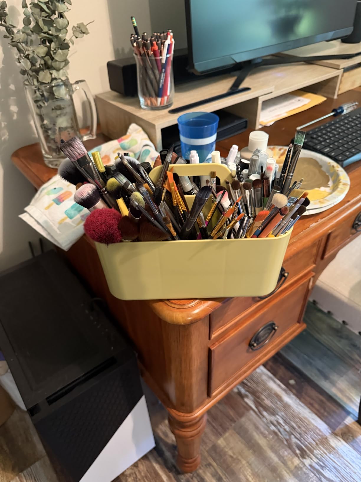 Tiawudi Multipurpose Caddy Organizer, Plastic Caddy with Handle, Stackable Desk Organizer for Stationery, Marker and Pencil, Office Supplies Organizer, Dorm Caddy customer photo 2