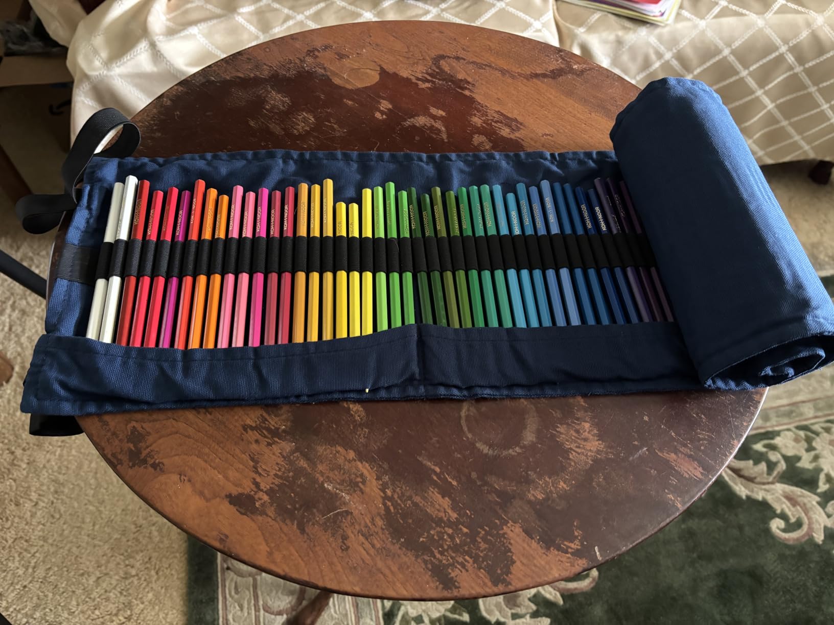 Cezanne Artist Pencil Case - Durable Blue Cotton Canvas Roll-Up Travel Art Case w/ Zipper Art Pouch for Artists, Professionals - Lightweight, Portable Organization- up to 120 Colored Pencils customer photo 1