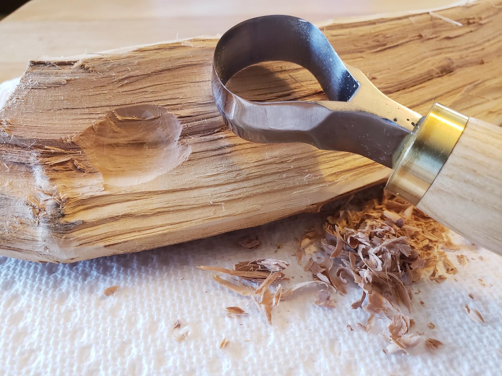 Carving Scorp Knife | Round Carving Tool for Spoons, Bowls, and Cups | Spoon Bowl Carving Tools | for Beginners | Oak Wood Handle with Carbon Steel Blade (1'in full scorp) customer photo 1