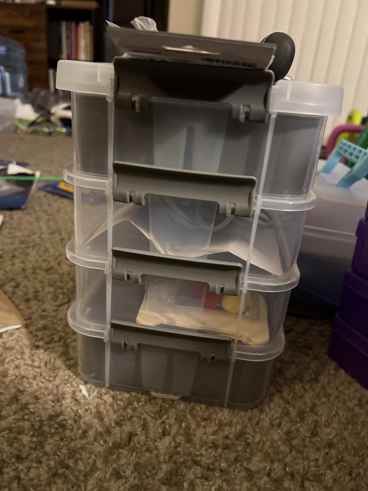 CraftGenes Craft Organizers and Storage, 4-Tier 10 Qt Box, 2 Trays, Grey | Clear Compartments; Dual Removable Inserts; Carry Handle; Side Latches; Beads, Ribbon, Stamps, Scrapbook Pieces, DIY Tools customer photo 1