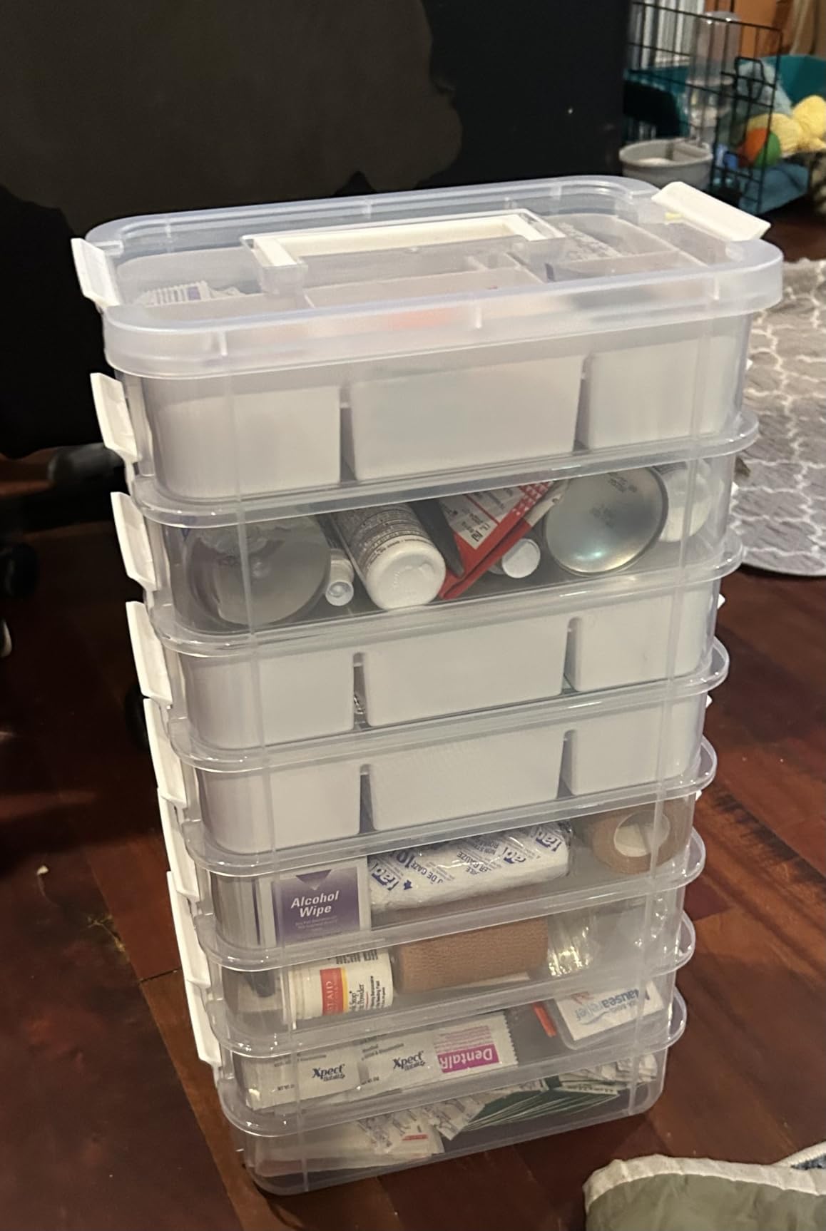CraftGenes Craft Organizers and Storage, 4-Tier 10 Qt Box, 2 Trays, Grey | Clear Compartments; Dual Removable Inserts; Carry Handle; Side Latches; Beads, Ribbon, Stamps, Scrapbook Pieces, DIY Tools customer photo 2