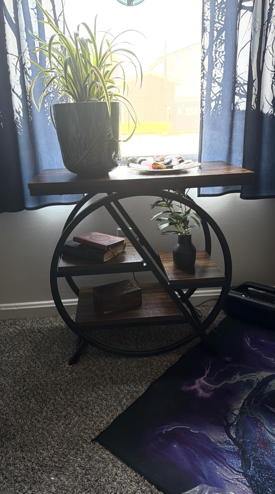Tribesigns End Table for Living Room, 3-Tier Narrow Side Table with Storage, Wood Sofa Side Table with Geometric Metal Frame, Industrial Nightstand and Bedside Table for Bedroom customer photo 1