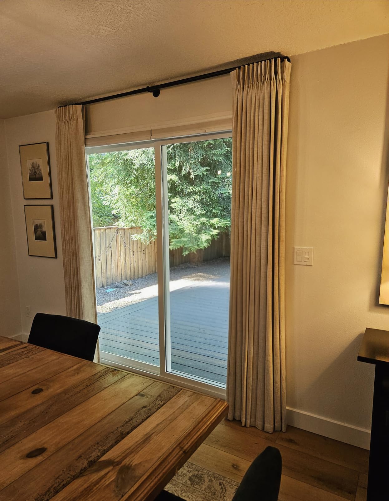 Pinch Pleated Linen Curtains 96 Inches Long for Living Room Bedroom, Light Filtering Boho Window Drape 96 inch 2 Panels Burgs with Hooks&Rings 8ft Cream Birch Sliding Glass Door Sheer Curtain Decor customer photo 2