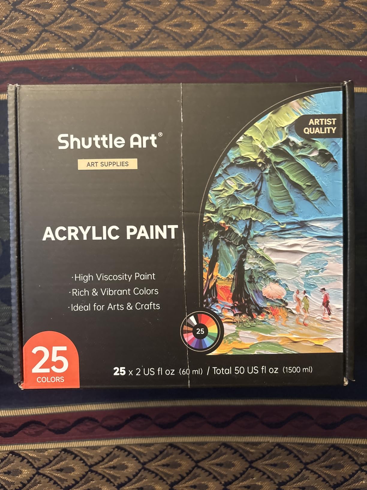 Shuttle Art 100 Colors Acrylic Paint, 2oz/60ml Bottles, Include 2 Sets of 12 Paint Brushes, 1 Art Sponge & Palette, Premium for Artists, Beginners & Kids on Canvas Rocks Wood Ceramic customer photo 2