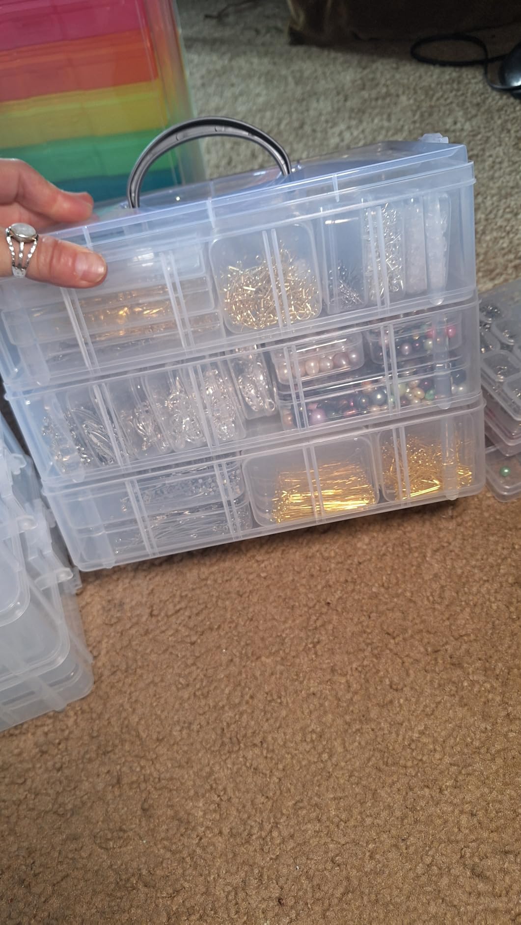 Funtopia Bead Organizers and Storage, 56 Pcs Small Plastic Containers with Lids and 3-Tier Stackable Storage Box, Mini Clear Organizers for Jewelry Toys Craft Storage (4 Sizes) customer photo 1