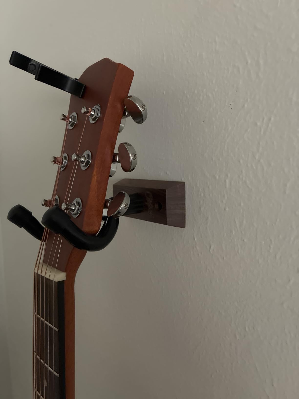 Guitar Wall Mount 2 Pack - U-Shape Guitar Wall Hangers, Guitar Stand Wall, Black Walnut Guitar Hanger, Pick Holder, Gifts for Guitarists, with 6 Assorted Guitar Picks customer photo 1