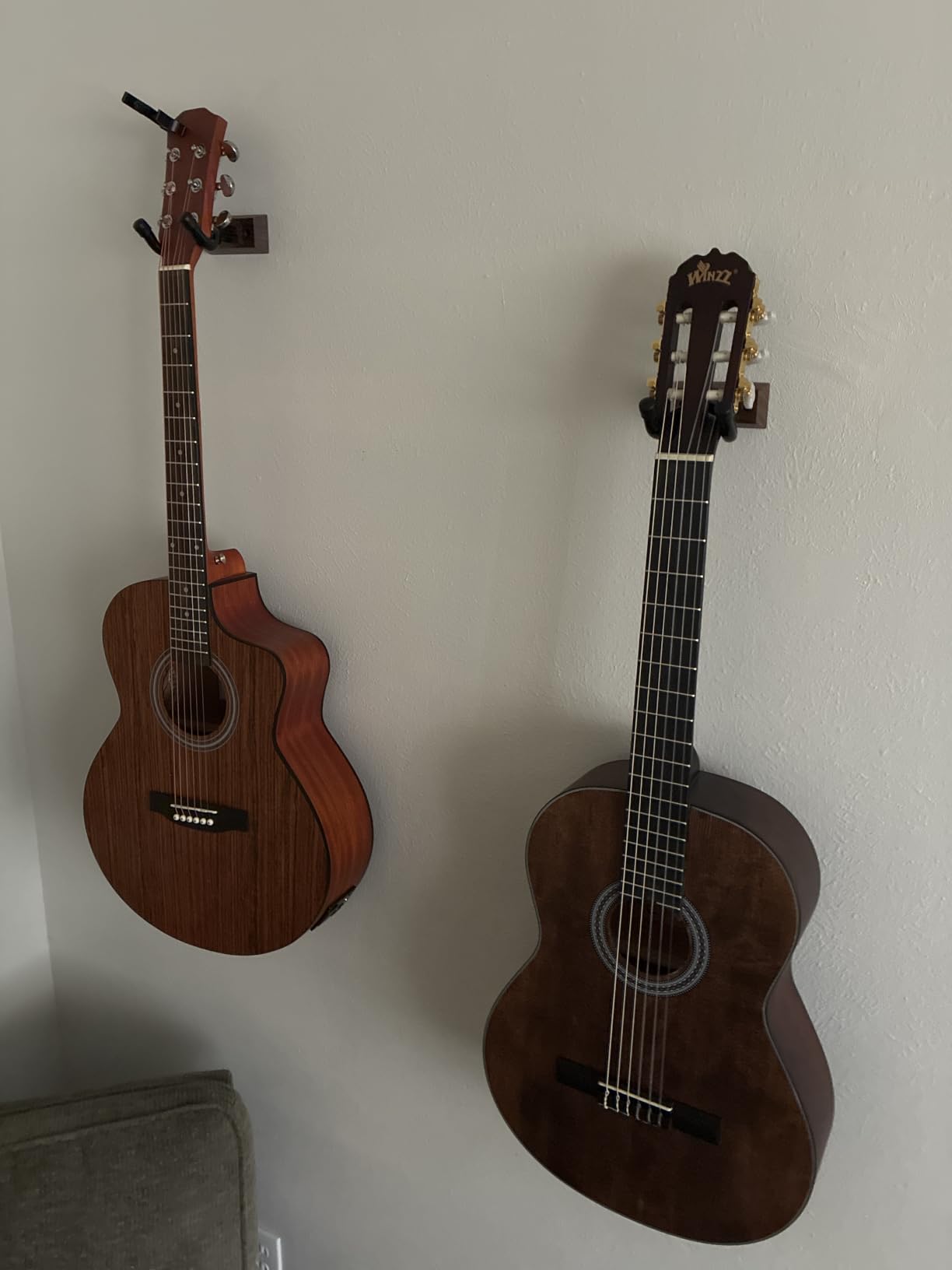 Guitar Wall Mount 2 Pack - U-Shape Guitar Wall Hangers, Guitar Stand Wall, Black Walnut Guitar Hanger, Pick Holder, Gifts for Guitarists, with 6 Assorted Guitar Picks customer photo 2