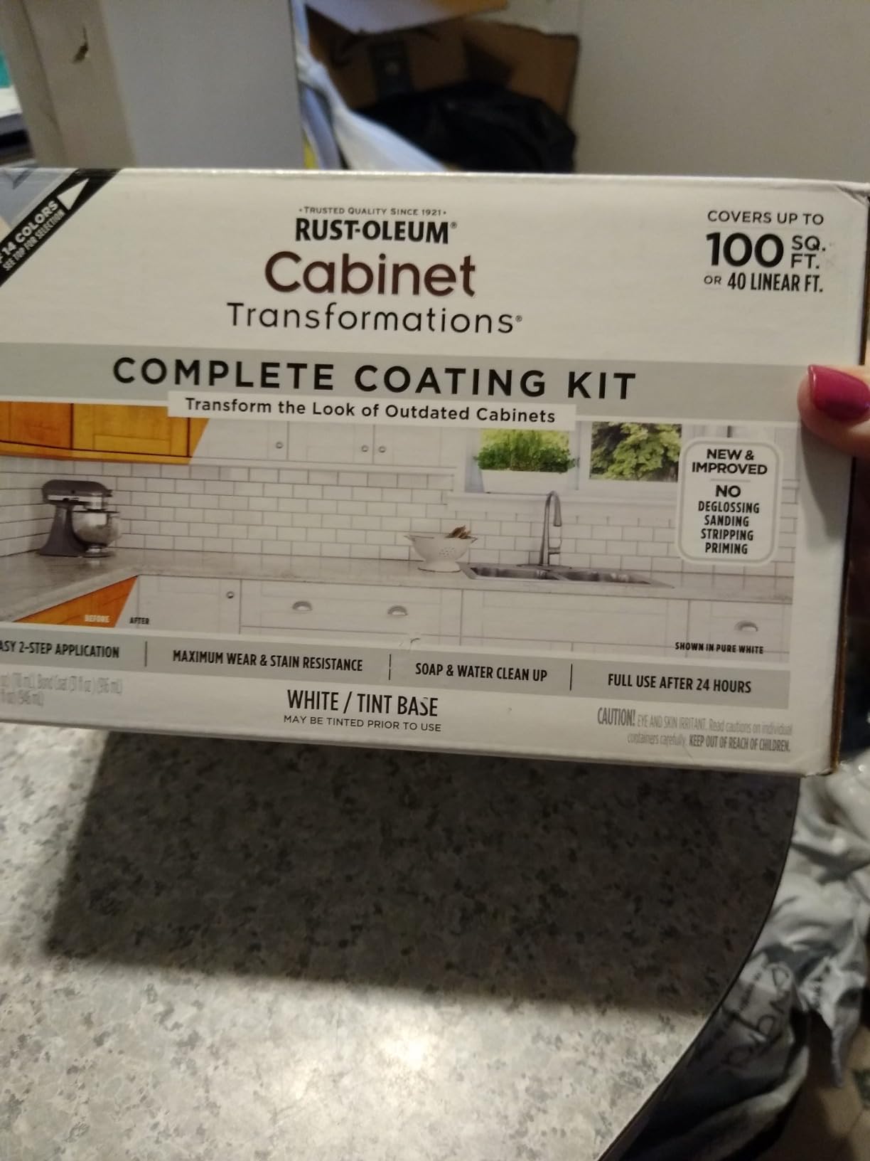 Rust-Oleum 392915 Cabinet Transformations Complete Coating Kit, Quart, Satin Pure White customer photo 2