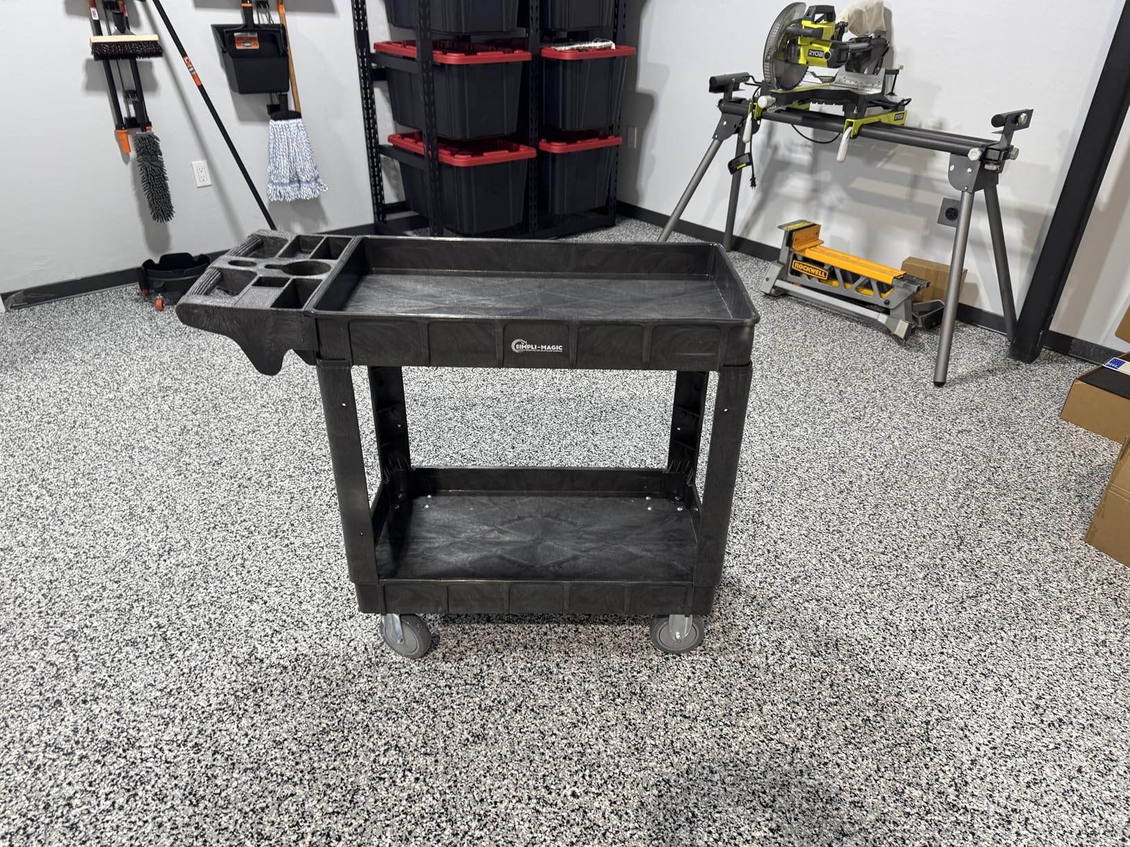 Simpli-Magic Rolling Utility Cart on Wheels, Heavy Duty with Ergonomic Handle, Deep Shelves for Garage, Warehouse, Workshop, 600-Pound Capacity 40x33x17-Inch customer photo 2