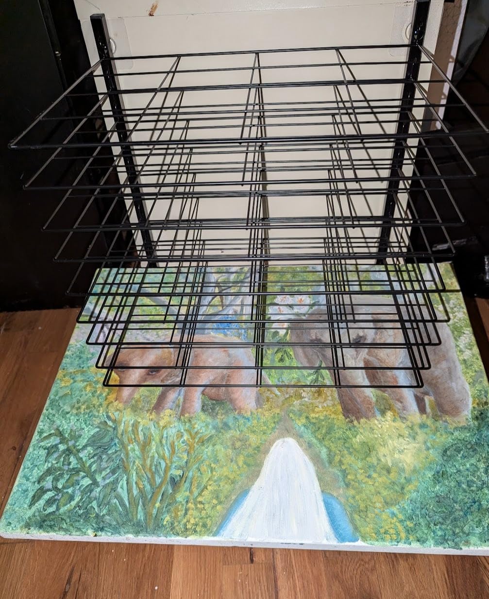Art Drying Rack for Classroom - No Drill Wall & Fit All Walls Paint Storage System, 10 Removable Shelves 1.57