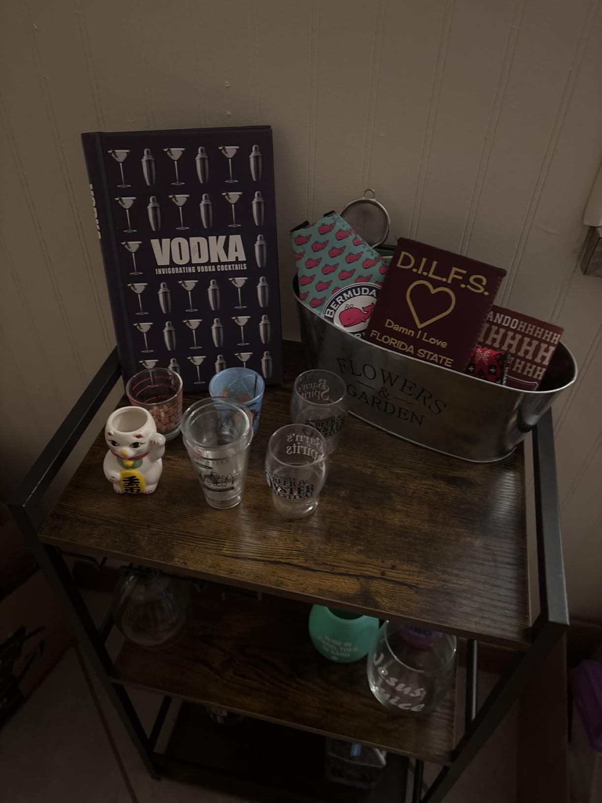 TUTOTAK Bar Cart, Home Bar Serving Cart with 3-Tier Shelf, Drink Cart with Wine Rack, Glass Holder, Rolling bar carts for the Home, Living Room, Brown BC01BB035 customer photo 2
