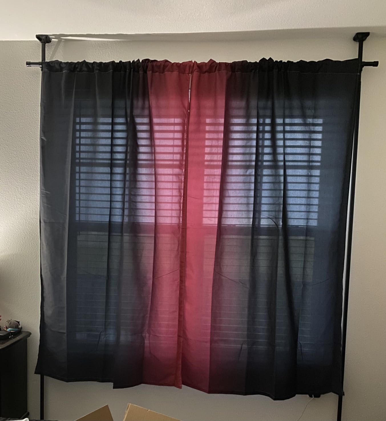 SUNALLY Room Divider Curtain Rod, No Drilling Room Separator for Space Partition Adjustable 4-10ft(H) 28-70inch(W) Heavy Duty Temporary Wall Divider Floor to Ceiling Tension Rod, Black customer photo 1