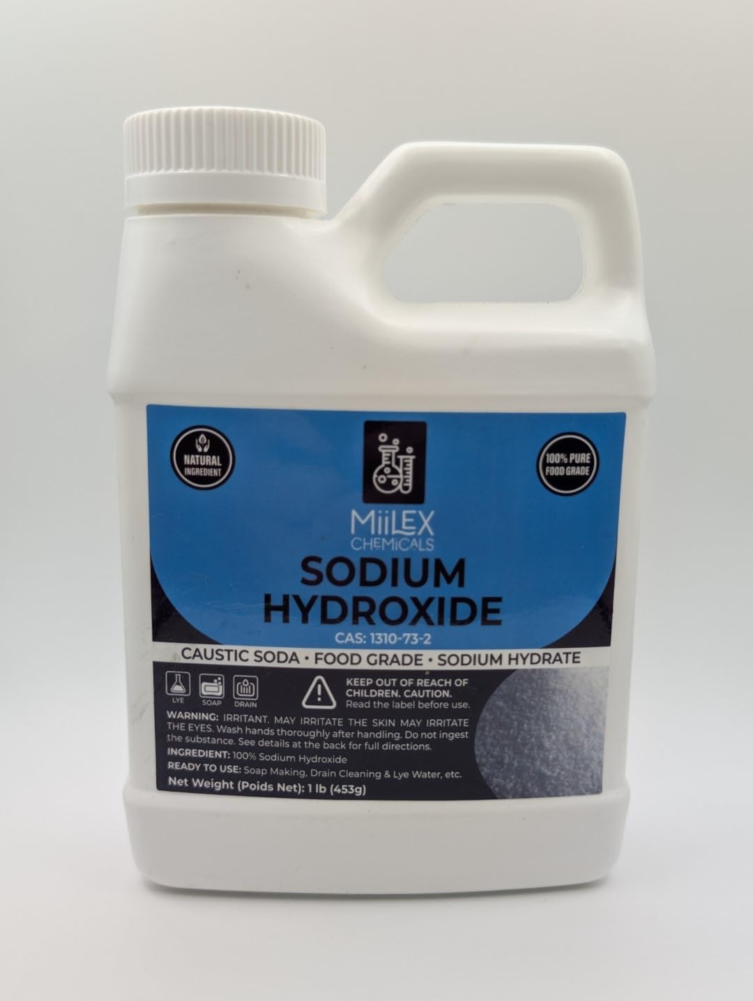 Food Grade Lye Sodium Hydroxide - (1lbs or 453g) 100% Pure Caustic Soda, Drain Cleaning, Soap Making, Culinary Use, Pretzels, Textiles, Granules customer photo 2
