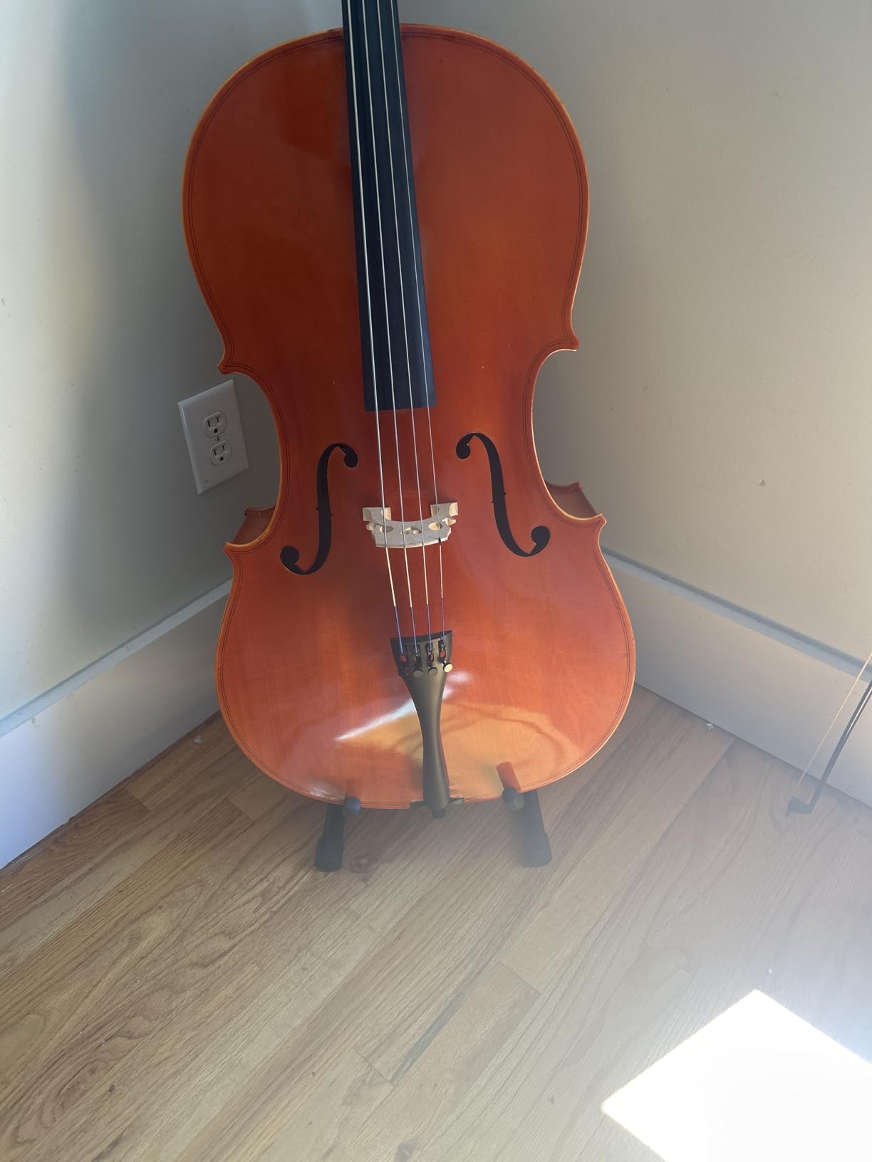 Cello Stand, A-Frame Folding Violin Support Stand, Holder for 1/8-4/4 Cellos | Guitar Stand, Guitars for Acoustic, Electric Guitar, Bass, Guitar Holder Stand, Black customer photo 1
