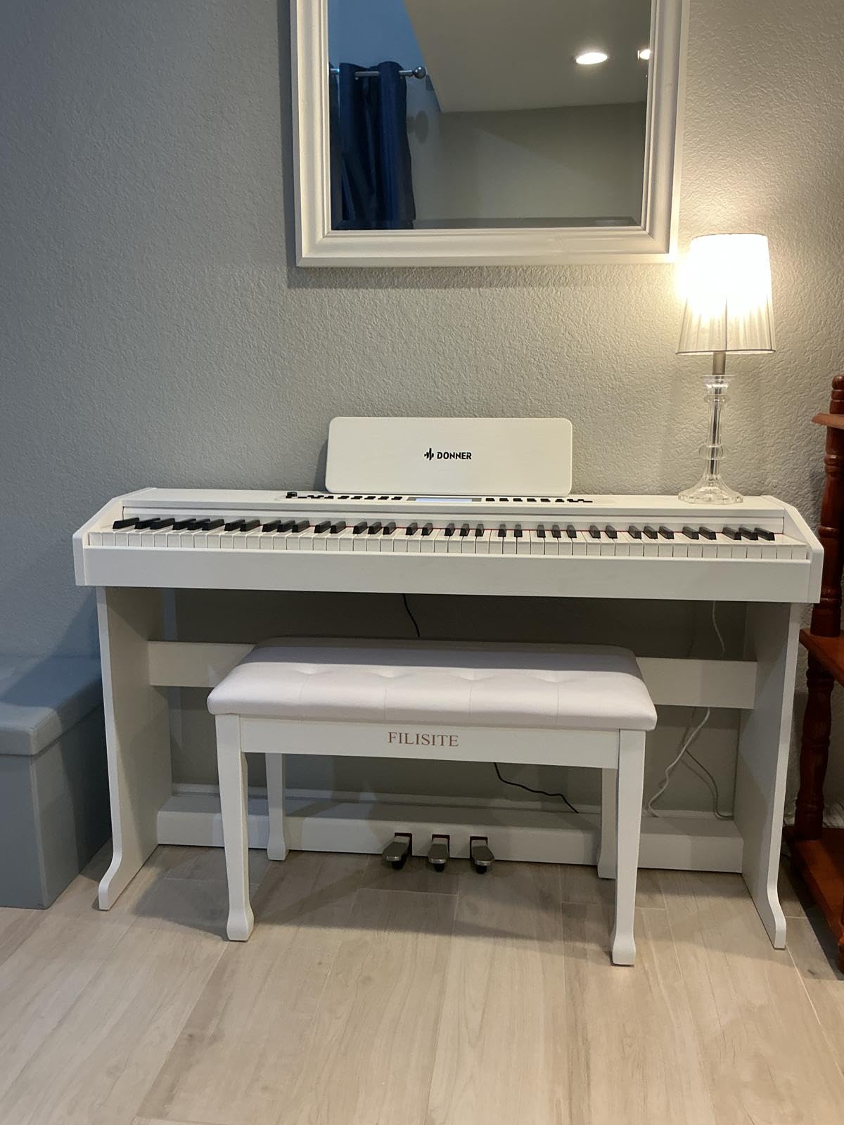 Donner DDP-95 Digital Piano with 88 Key Weighted Keyboard, Beginner Full Size Electric Piano Keyboard Boast Wireless Connection, 4.3