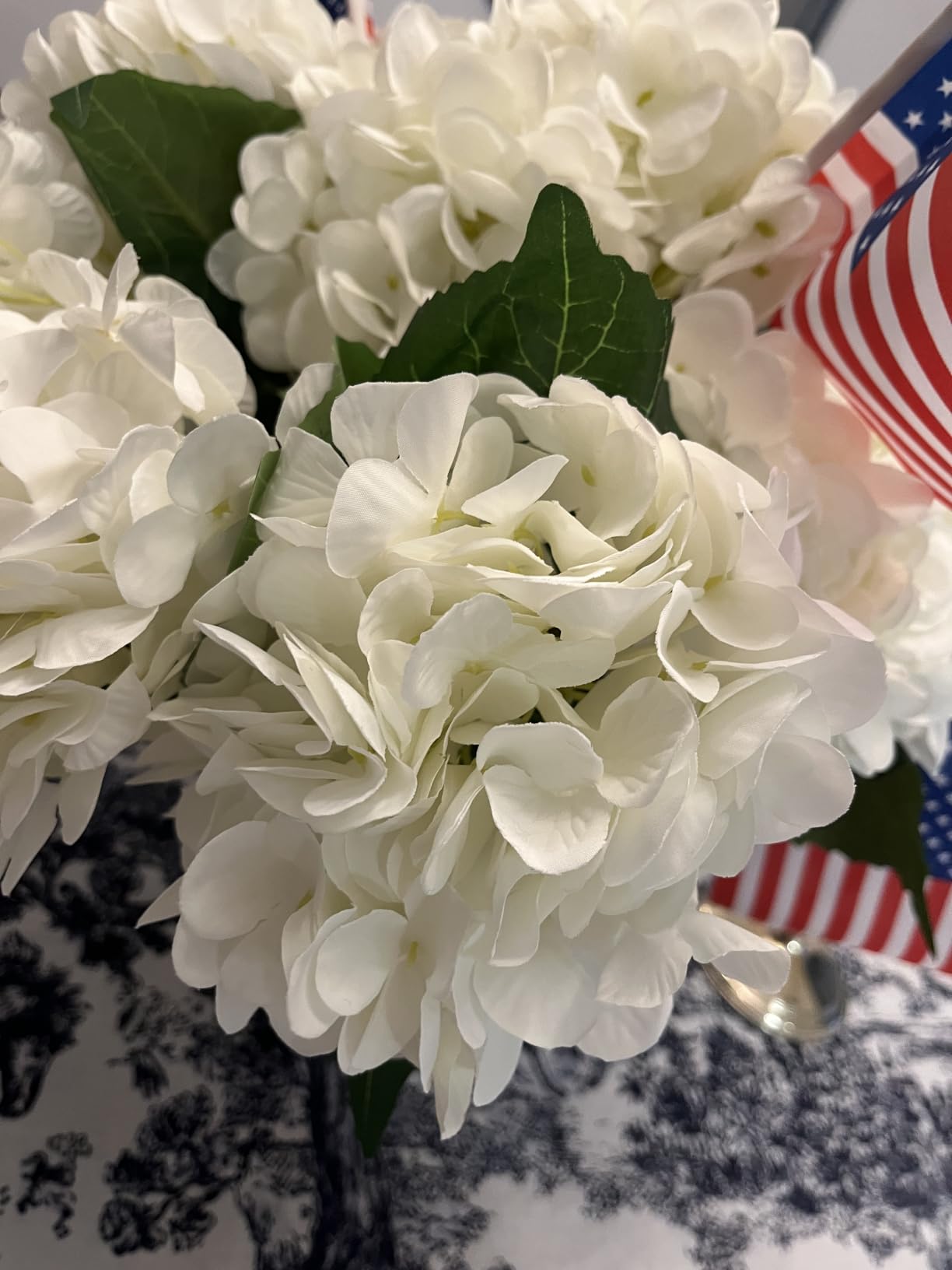 6PCS Premium Blue Silk Hydrangea Artificial Flowers Bouquets - Realistic Fake Hydrangea with Stems, Faux Flower Arrangement for Home Wedding Party Baby Shower Table Centerpieces Decoration customer photo 2
