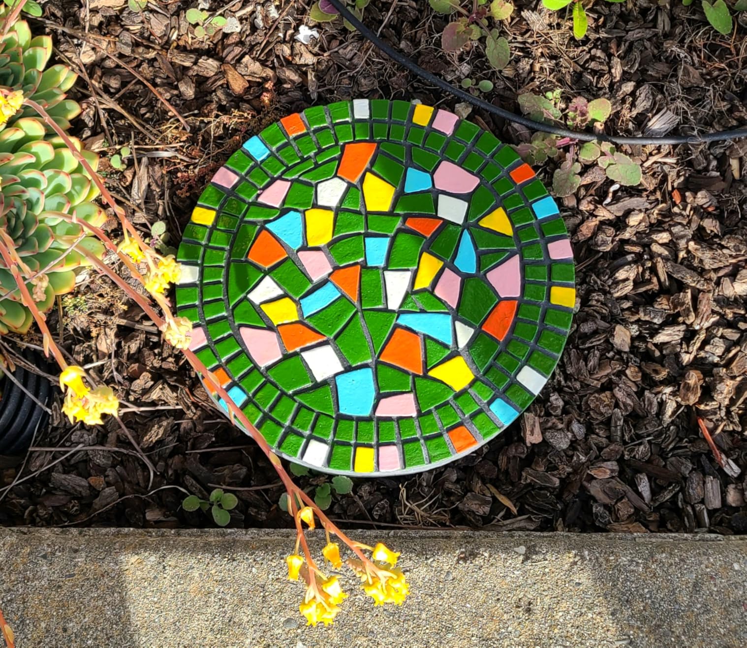 Garden Decoration - Mosaic Stepping Stone - Patio Decoration Stone 12 Inch (1, Blue, Medium) customer photo 1
