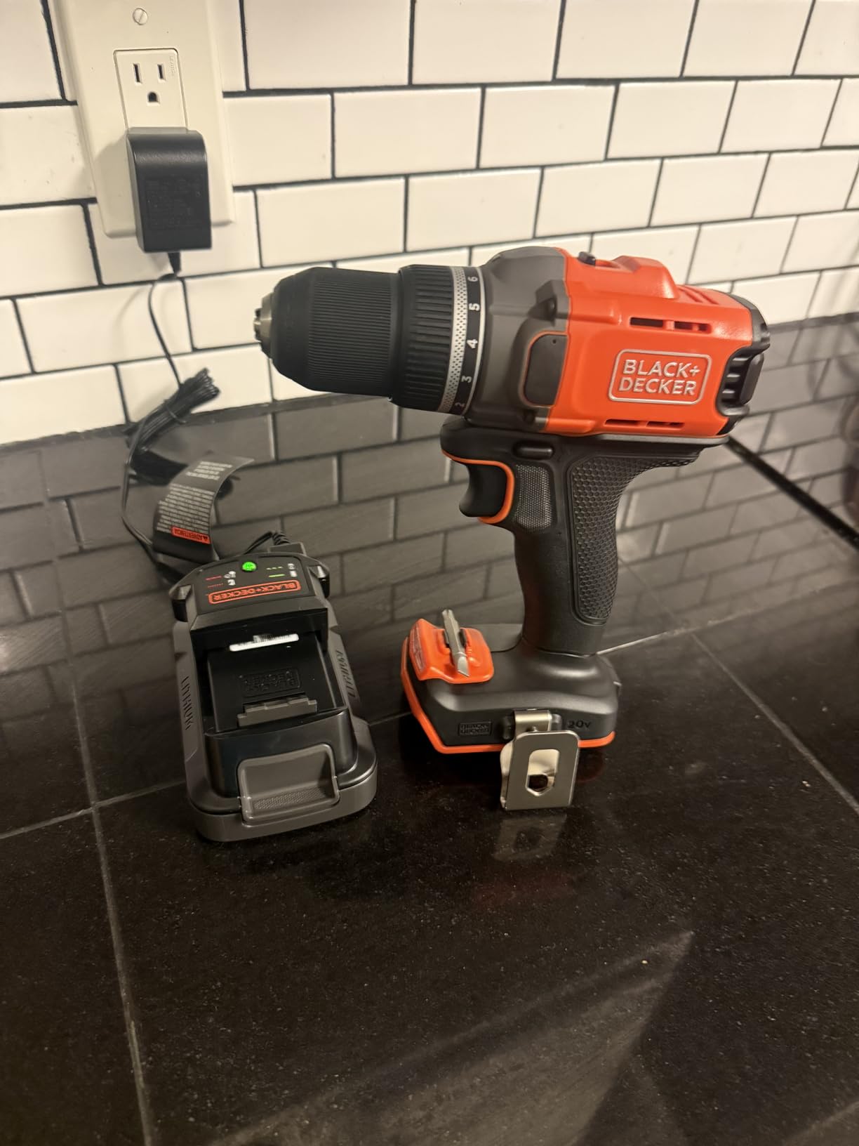 BLACK+DECKER Cordless Drill Driver, Power Drill with Battery and Charger Included, 20V MAX POWERCONNECT (BCD382DS1) customer photo 1