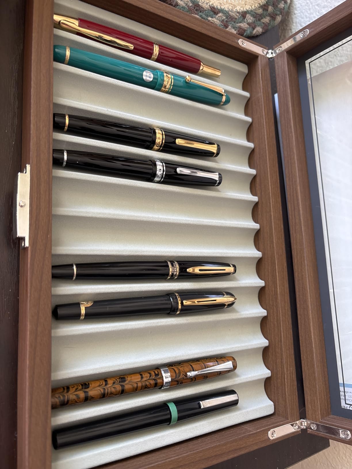 12-Slot Fountain Pen Display Box, Black Walnut Wood Pen Organizer with Clear Glass Window, Luxury Pen Storage Case for Fountain Pen Collection customer photo 2