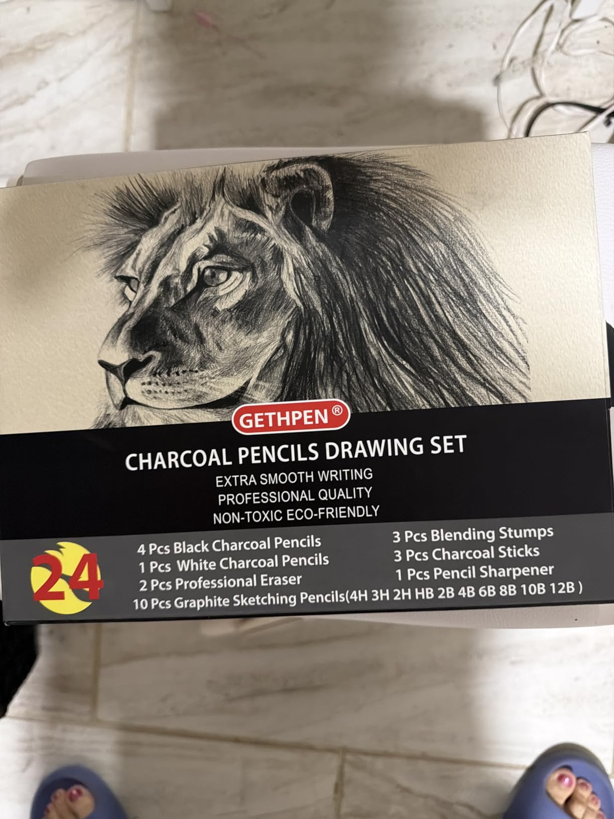 GETHPEN Drawing Sketching Pencil Set, Graphite 12B-4H Charcoal Pencils, 24 Pcs customer photo 1
