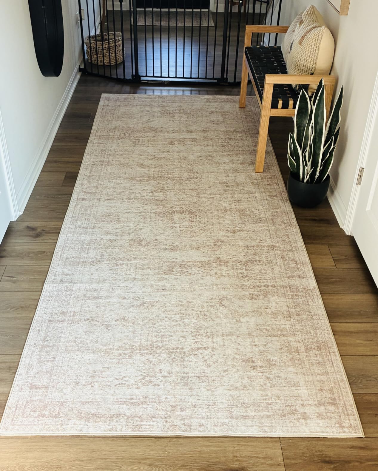 Rug Runners for Hallways Non Slip - 2x8 Runner Rug for Bedroom, Washable Runner with Rubber Backing, Soft Low-Pile Carpet for Kitchen, Laundry, Bathroom (2'x8', Beige/Ivory) customer photo 1