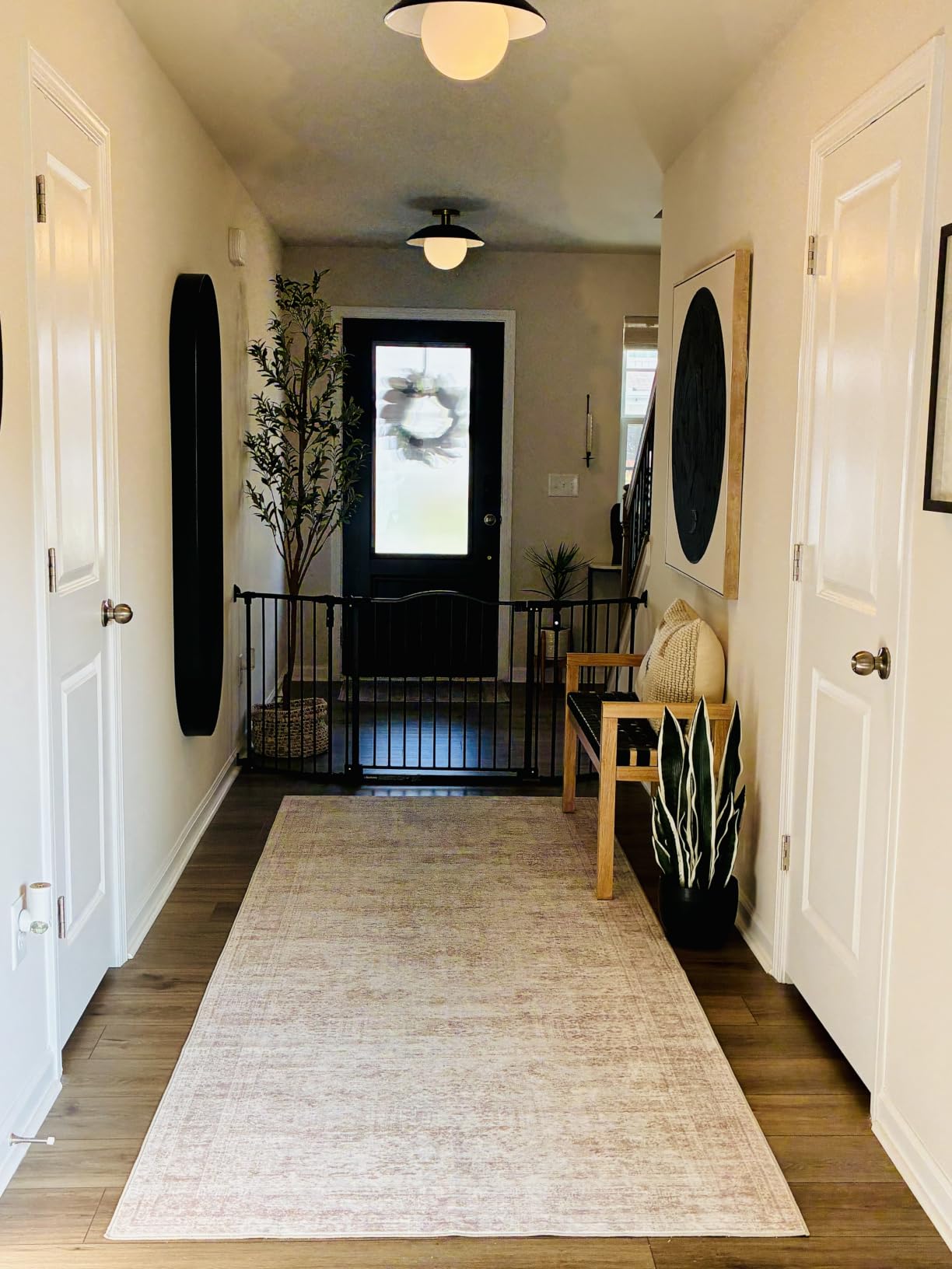 Rug Runners for Hallways Non Slip - 2x8 Runner Rug for Bedroom, Washable Runner with Rubber Backing, Soft Low-Pile Carpet for Kitchen, Laundry, Bathroom (2'x8', Beige/Ivory) customer photo 2