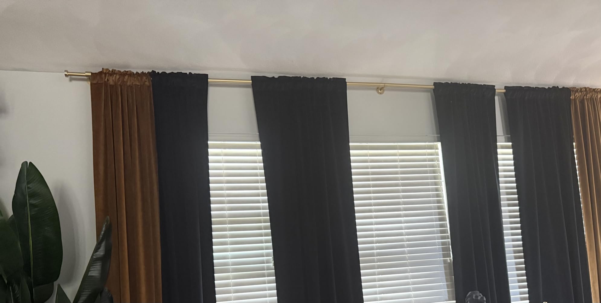 YaFex Heavy Duty Curtain Rods 32-150 Inch, 1 Inch Adjustable Black Curtain Rod for Windows, Extra Long Window Treatment Rods with Aluminium Finials, Easy Installation customer photo 2