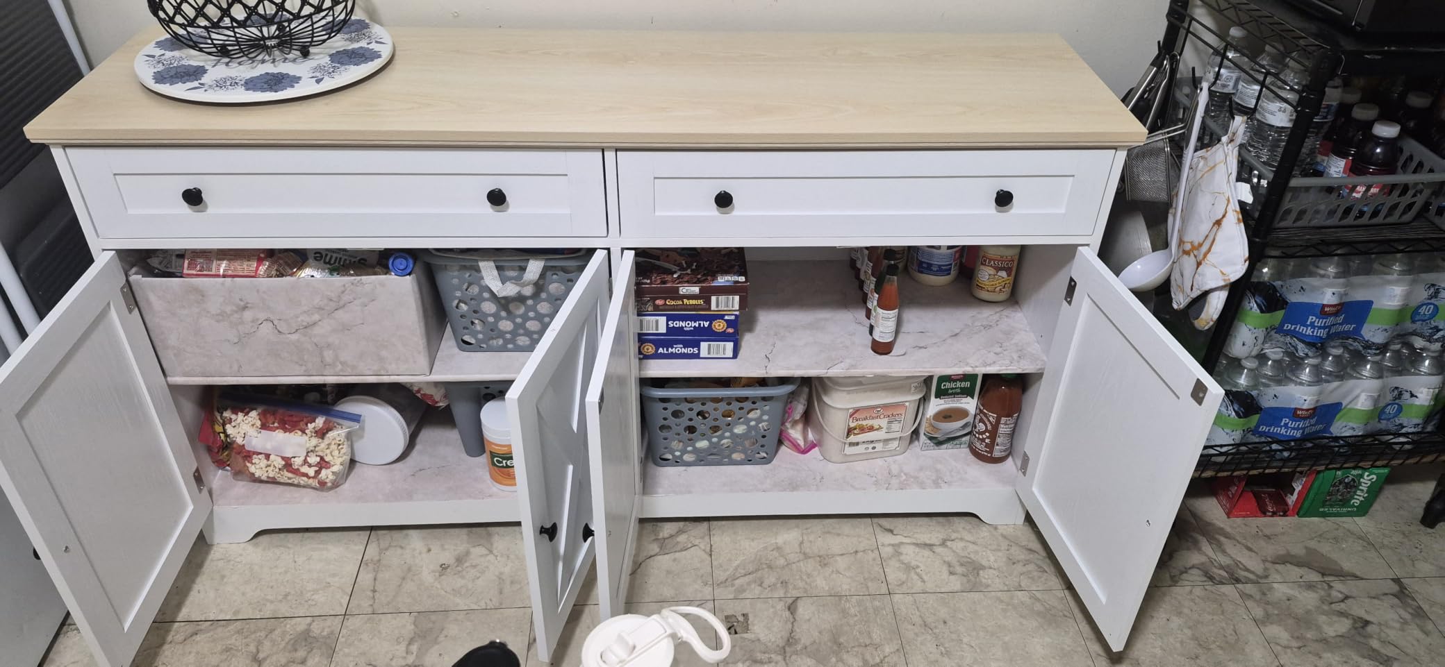 IRONCK Buffet Cabinet with Storage, Sideboard Storage Cabinet with Drawers, Coffee Bar Cabinet, Kitchen Cabinet with Doors, Charcoal Grey and Beige Maple customer photo 1