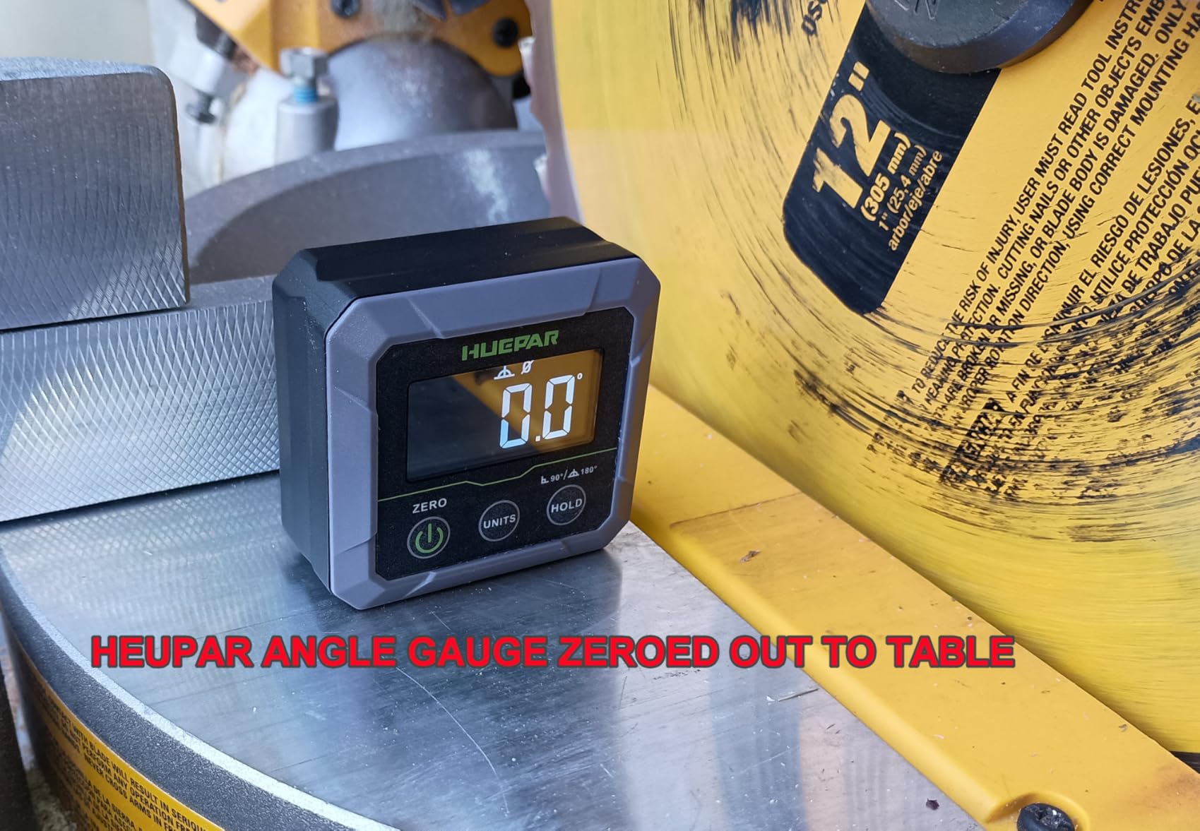 Huepar Professional Digital Angle Finder Magnetic for Table Saw Blade, Woodworking, Bend Pipes Etc., Fathers Day Dad Gifts, ±0.1° Accuracy Inclinometer, 0-90 or 0-180 Angle Gauge, VA LCD Display customer photo 1