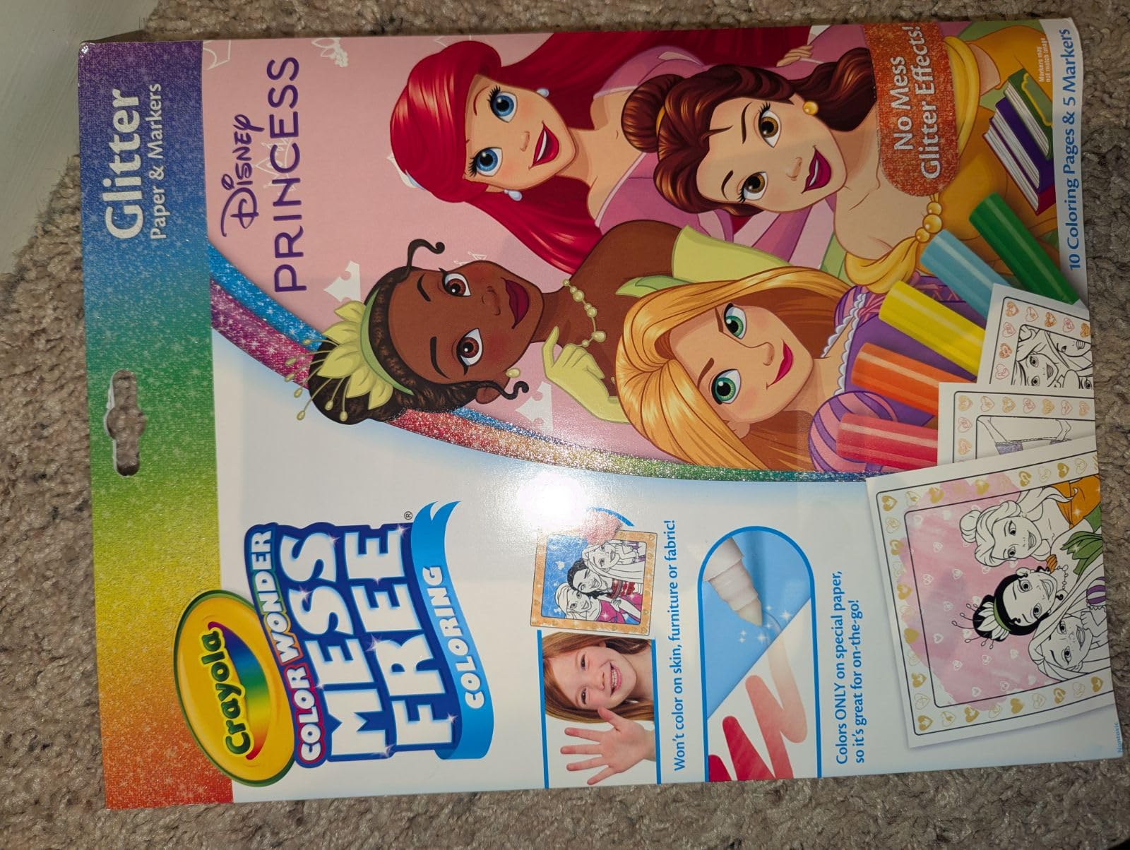 Color Wonder Disney Princess Glitter Coloring Pages & Mess-Free Markers, Coloring Set for Toddlers 3+ customer photo 1
