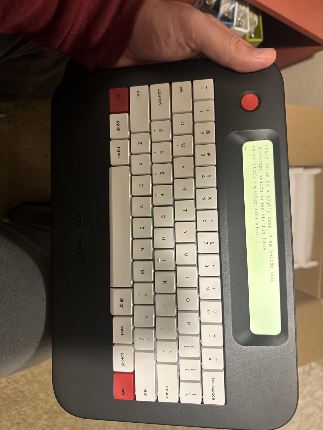 Freewrite Alpha | Distraction-Free Word Processor | Portable Digital Typewriter with Backlit LCD Display, Long Battery Life & Wi-Fi Backup for Writers | E-Typewriter w/Full-Size Mechanical Keyboard customer photo 1